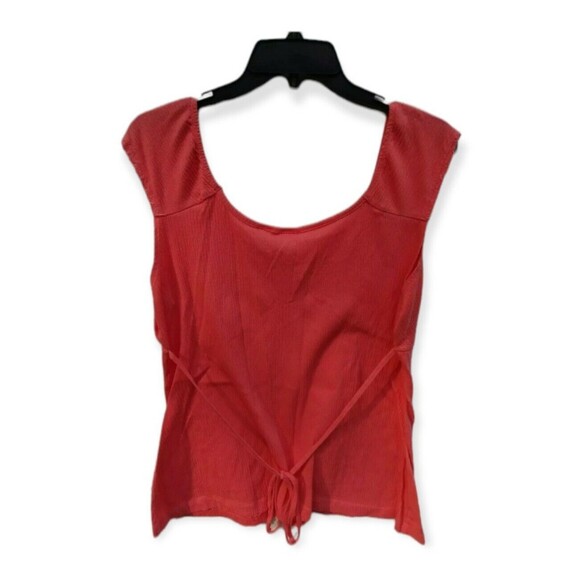 Extra Touch Woman Shirt Size 1XL Orange Sleeveless Tunic Tie Back - Picture 2 of 4